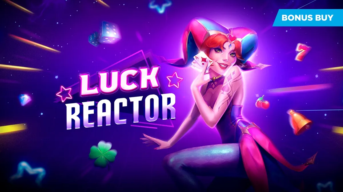 Giao diện trò chơi Luck Reactor với phong cách neon tương lai