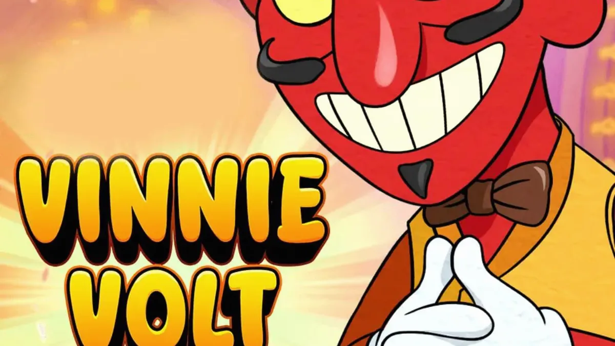 Vinnie Volt: Devil Wilds slot gameplay featuring the dapper devil character and glowing wild symbols.