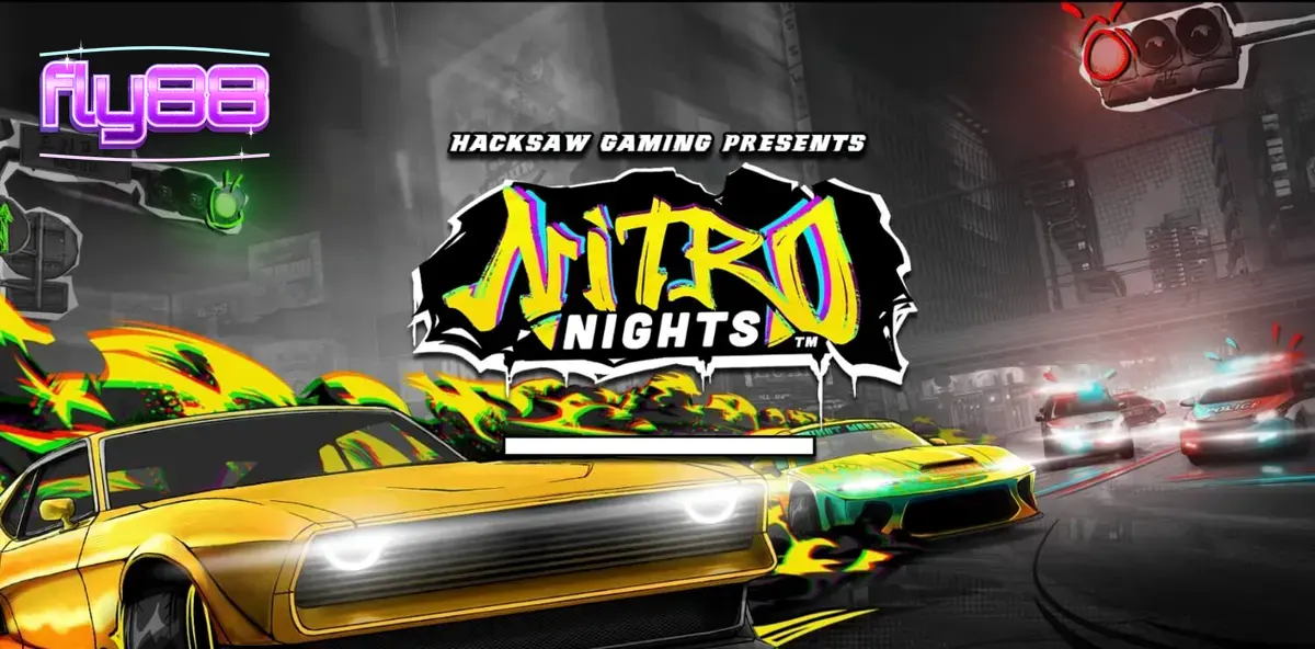 Giao diện trò chơi slot Nitro Nights với phong cách đua xe đường phố neon